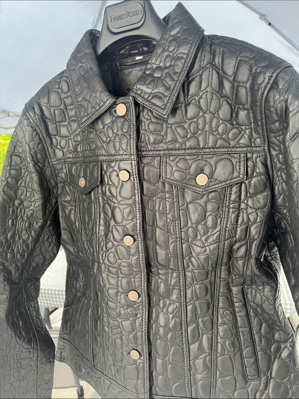 Women’s  100 %Black Genuine Leather Blazer embossed(Brand new)